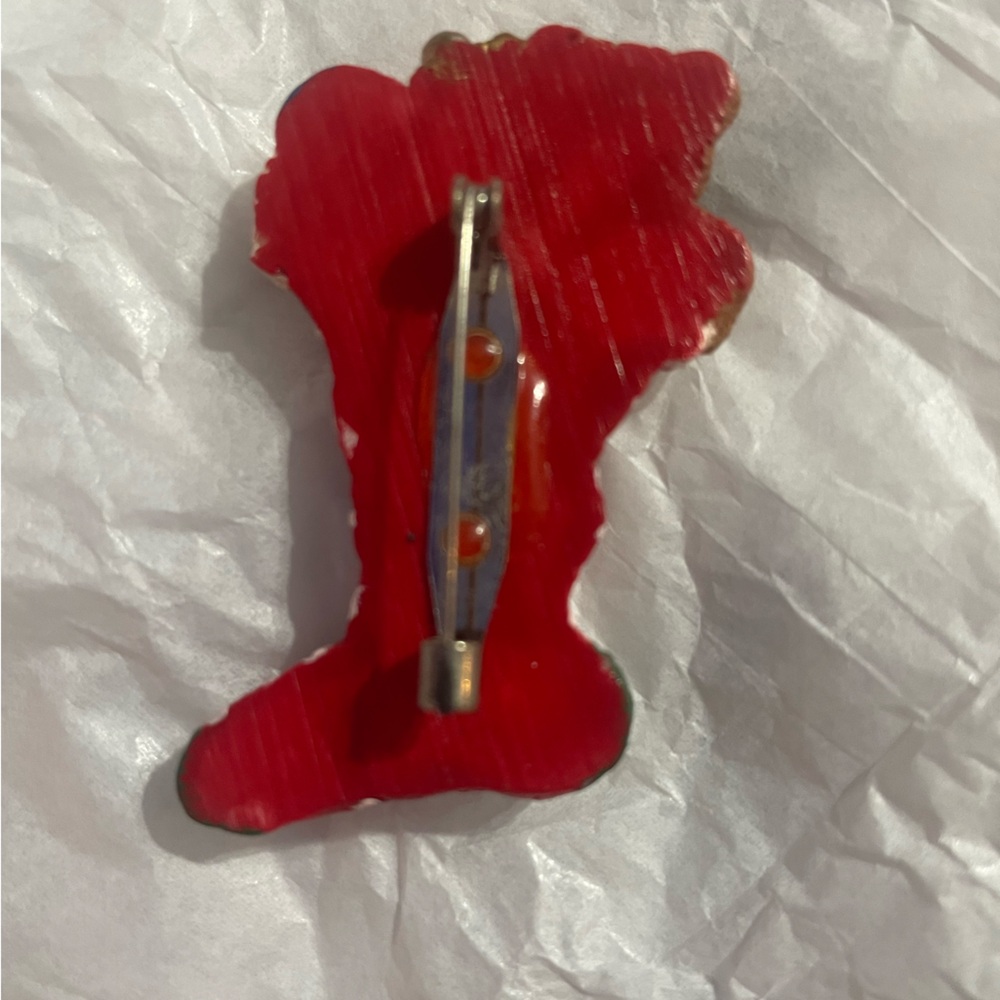 Vintage Festive Teddy Bear Christmas Stocking Brooch - Picture 3 of 3